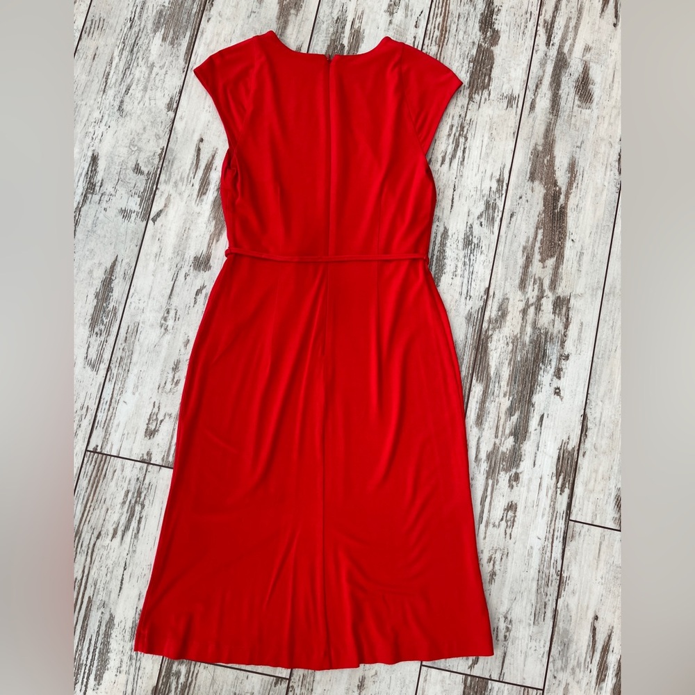 Ann Taylor Red Cap Sleeve Tie-Waist Sheath Dress Petite 2P - Picture 12 of 12